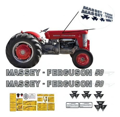 Kit Adesivo Trator Massey Ferguson 50 Emblema Completo Mk