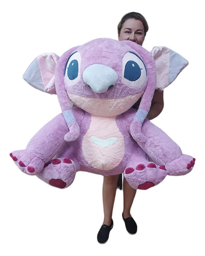 Pelúcia Grande Gigante Little Stitch Lilo Angel Lilás 100cm