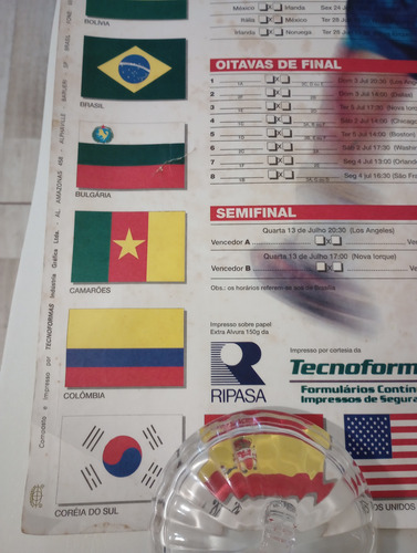 Poster Da Tabela Copa Mundo De 1994 (Usado)