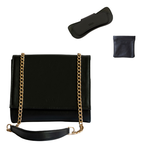 Set Bolsa, Monedero Y Portalentes Piel Genuina Simone