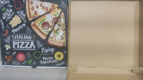 Cajas De Carton Negras Estampadas Para Pizza 33x33 Cms