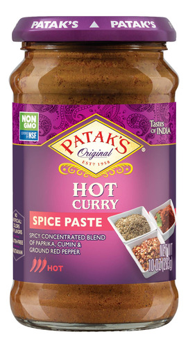 Patak's Pasta De Curry Caliente, 10 Onzas Liquidas