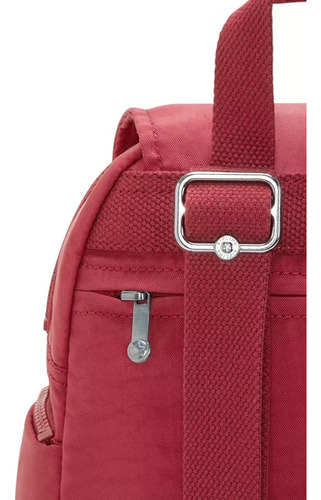Kipling Mochila City Zip Tamaño Mini 100% Color Funky Red Diseño De La Tela Color Sólido