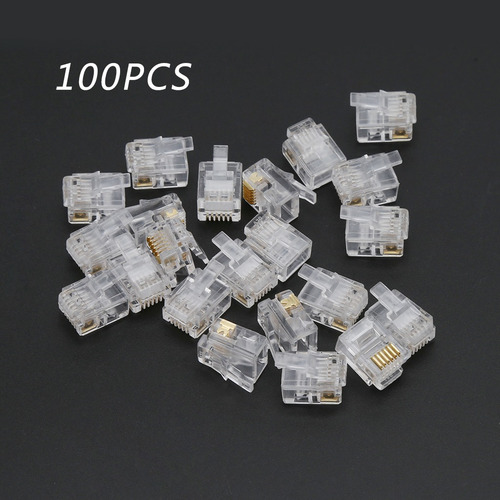 Cable Modular Rj12 6p6c, 100 Unidades, Para Teléfonos Y Cone