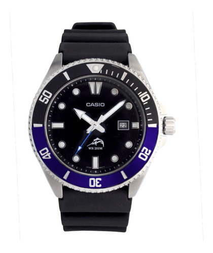 Reloj Casio Mdv-106b-1a1vcf Analógico Bisel Móvil Negro Negro Y Azul Negro (Usado)
