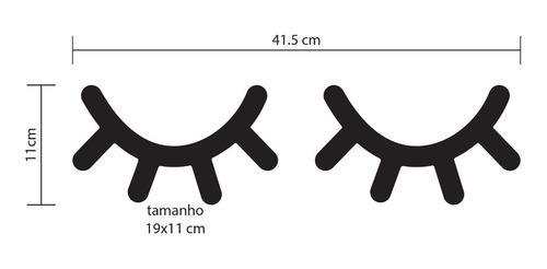 Imagem 3 de 4 de Adesivo De Parede Para Quarto Cílios Olhinhos Fechados 19cm