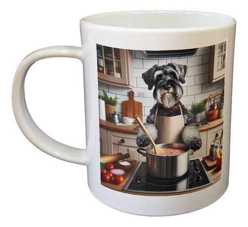 Taza Plastico Schnauzer Perro Cocinando Con Delantal