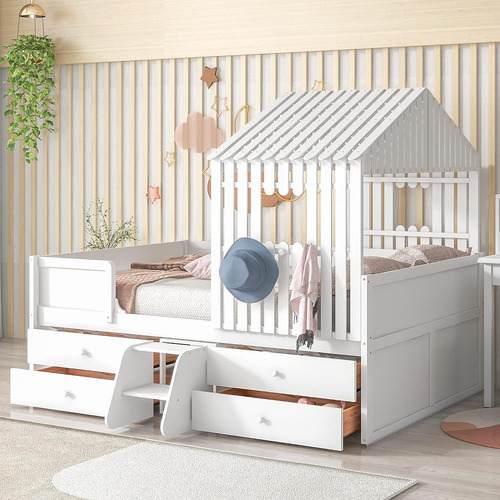 Cama Baja De Tamaimo Matrimonial Con Cuatro Cajones, Diseño