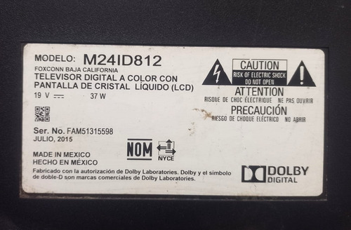 Televisor Mover Mexico M24id812 Solo Refacciones (Usado)