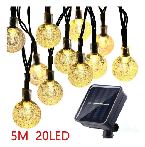 Cadena De Luces Led Solares Navideñas De 7 M, 30 Led, 1 Bola