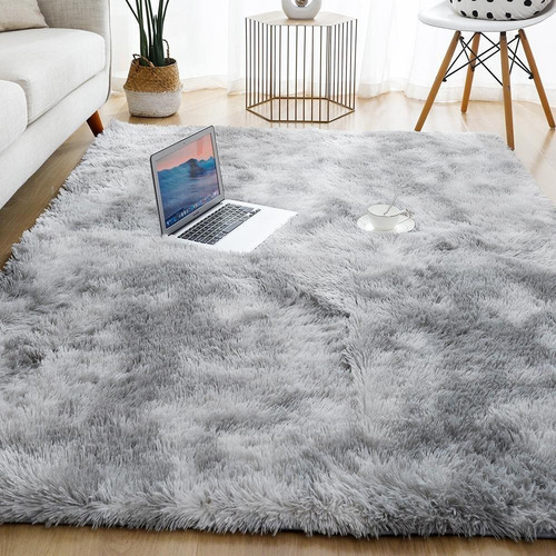 Alfombra Shaggy Super Suave Color Gris Oscuro 160 * 200 Cm L