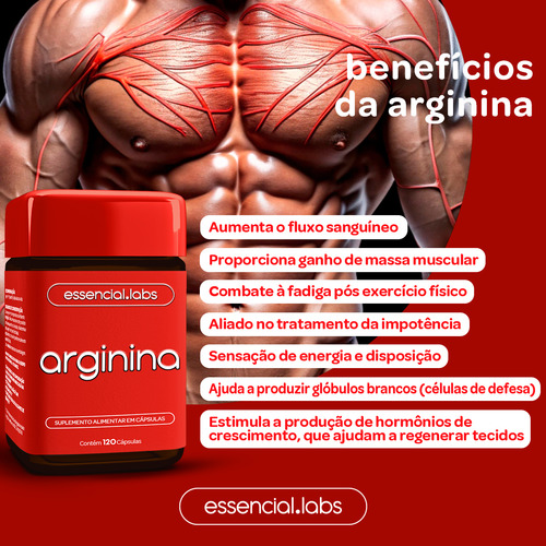 KIT ARGININA 2000mg por dose - 120 cápsulas + CAFEÍNA 200mg por cápsula - 60 cápsulas