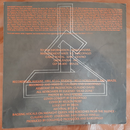 Lp Sarcófago The Laws Of Scourge Press 1991 C/ Encarte Raro (Usado)