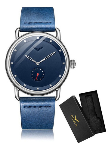 Reloj Onola Quartz De Cuero Impermeable Para Hombre Color Del Fondo Azul