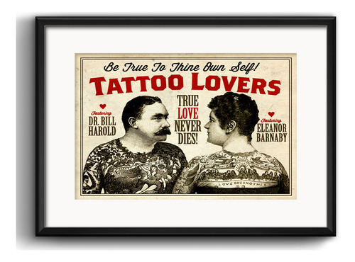 Cuadro Tattoo Lovers Tatuaje Old School Arte Con PaspartĂș