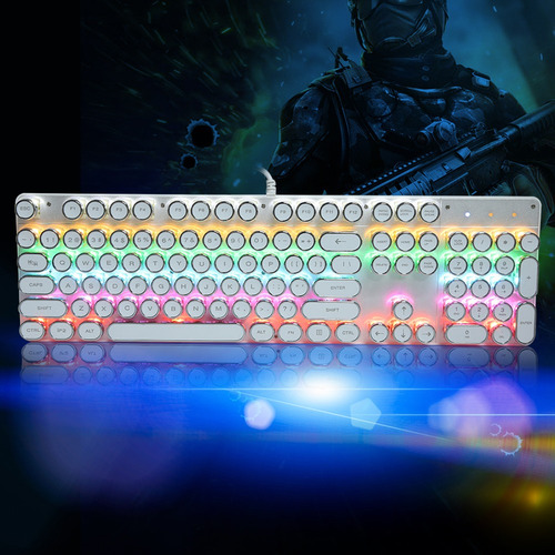 Teclado Mecánico Con Diseño Retro Redondo Fácil De Usar Ga
