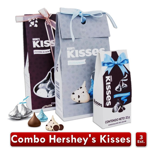 Combo Hersheys Kisses Milk Y Cookies And Creme  X 3 Unidades