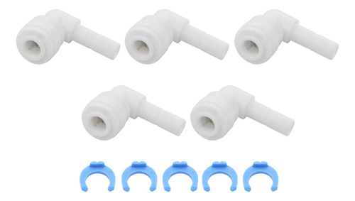 Codo Filtro Agua Llave 1 2 4  Tubo Connect + 5 clips Bloqueo