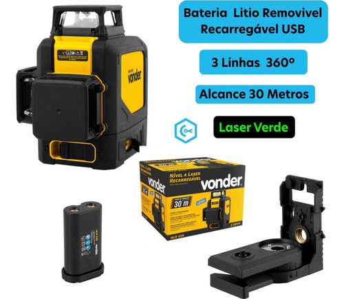 Láser Vonder Nivel 3l 360º 30m - Recargable - Nlr030