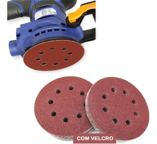 50 Disco de Lixa Velcro Vermelho Ferro 125mm Grão 60/100/120/150/180 Starfer