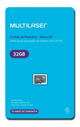 Imagem 1 de 3 de Cartão De Memória Micro Sd 32gb Classe 10 Lacrado Full Hd