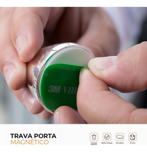 Trava Porta Magnético Original Adesivo Comfort Door - Marrom Claro