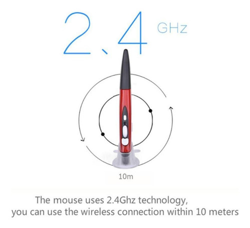 Rato Com Caneta Ótica Usb Sem Fio De 2,4 Ghz Para Vermelho