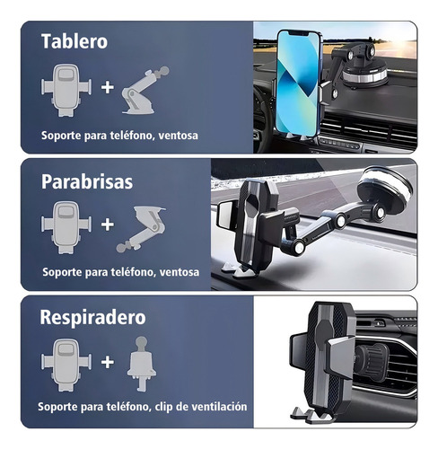 -de Base Soporte Grande Porta Celular 360 Ventosa Coche 3en1