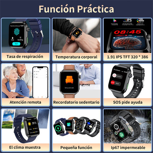 Nivel Médico Reloj Inteligente Hombre Glucemia Smartwatch
