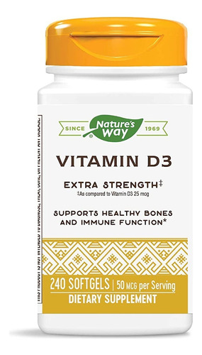 Vitamina D3 50 Mcg Nature's Way - U - Unidad A $970