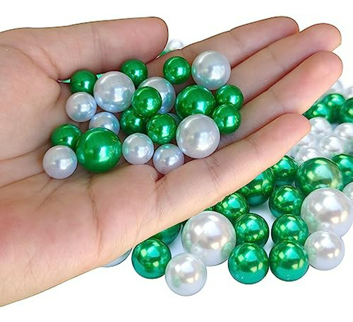 Perlas Para Decoración De Hogar Y Bodas (blanco, Verde)