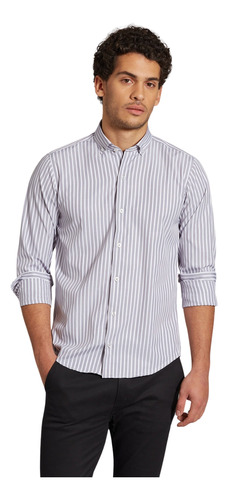 Camisa Devré Casual Rayada Fit Gris  Hombre 42d000265004-pr