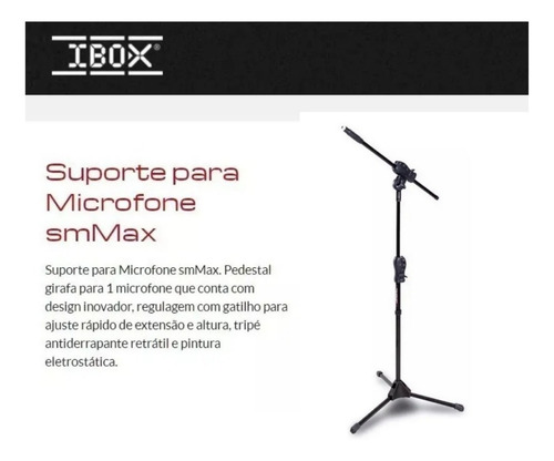 Pedestal Suporte Microfone Ibox Smmax Robusto + Cachimbo