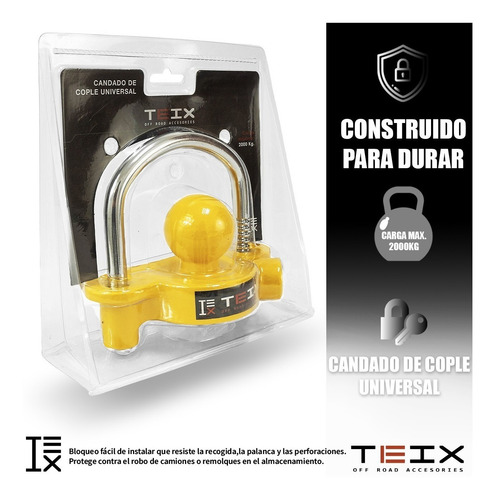 Imagen 10 de 10 de Candado De Colple Seguro Para Remolque Con Llave Marca Teix