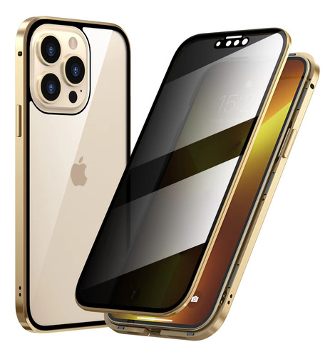 Funda De Teléfono De Vidrio Metálico Antimirones For iPhone
