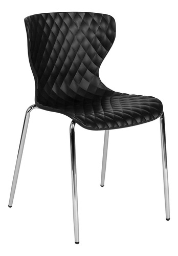 Flash Furniture Lowell - Silla Apilable De Plastico Negro De