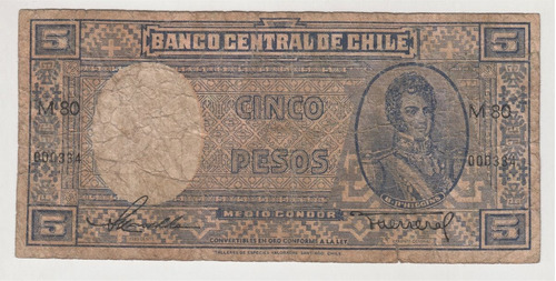 Billete Numero Bajo 334 De $5 Pesos Maschke Herrera (c85) 