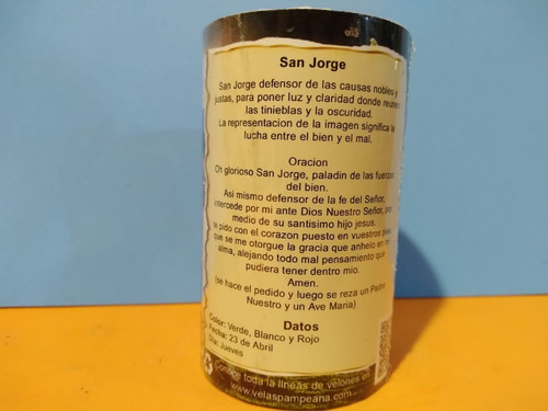 Velón De Oración San Jorge O San Expedito 10 Cms Larga Durac