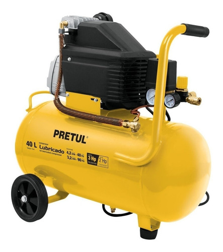 Compresor De Aire Eléctrico Portátil Pretul Comp-40lp Monofásico 40l 2hp 120v 60hz Amarillo