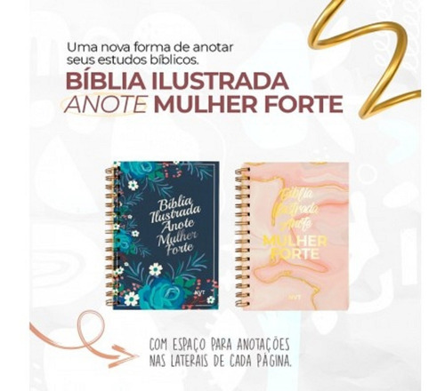 Bíblia Ilustrada Anote Mulher Forte - Mármore Rosa
