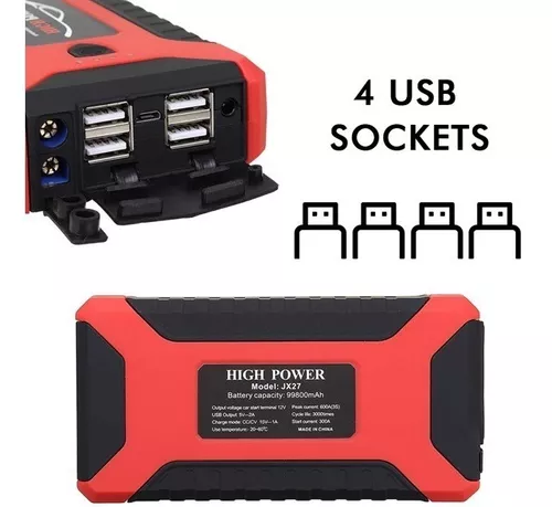 Arrancador de batería de coche portátil Powerbank Booster de batería 4  puertas USB 68800Mah 12V