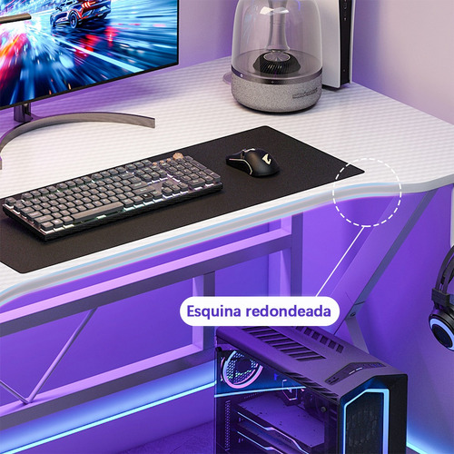 Escritorio Gamer Moderno Multifuncional Ergonómico Minimalis Blanco