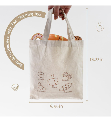 Juego De Juguetes De Panadería Pairpear De Madera Con Bolsa