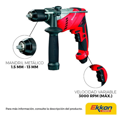 Imagen 2 de 8 de Taladro Eléctrico Percutor Einhell 650 W 13 Mm Vel Var