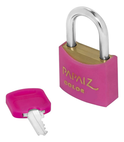 Cadeado Com Chave 25mm Latão Rosa Color Line Papaiz