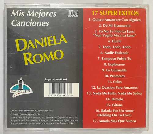 Cd Daniela Romo Mis Mejores Canciones 17 Super Exitos Import Edición Limitada (Usado)
