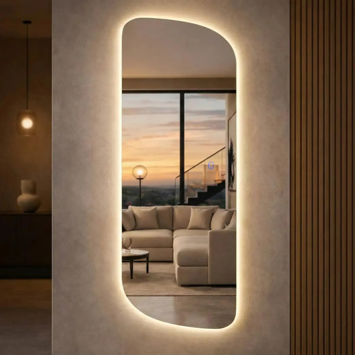Espelho  Grande Lopazzi Com Led 90x40cm Moderno Casa Quarto Moldura Vitta 90x40cm Led