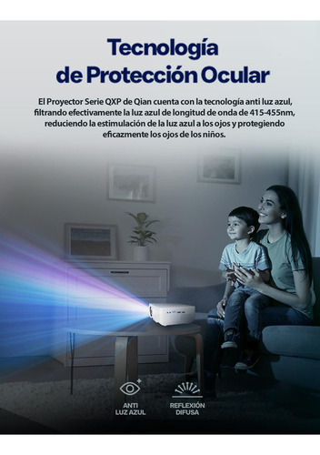 Proyector Portatil Qian Qxp-ethrx 200 Ansi Lumenes Resolucion 1280 X 720 Lampara Hasta 50,000 Hrs Wifi Bluetooth Hdmi Usb Bocina 3w, QXP-ETHRX