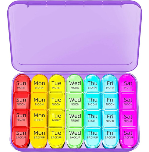 Odaro Weekly Pill Organizer 4 Veces Al Día, Daily Pill Box 7