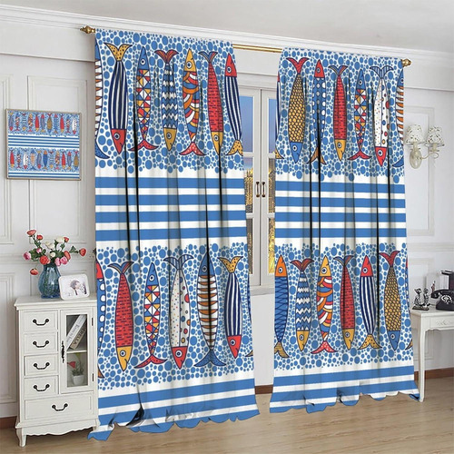 Cortinas Jaderys Océano Modernas 2 Paneles 66x213 Cm